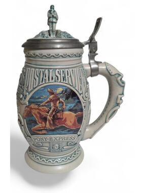 Vintage Avon 1996 Collectible "Salute to the Postal Service" Pony Express Stein